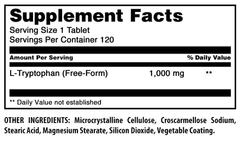 Image of Amazing Formulas L-Tryptophan | 1000 Mg | 120 Tablets