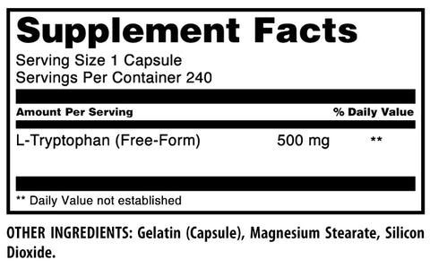 Image of Amazing Formulas L-Tryptophan | 500 Mg | 240 Capsules