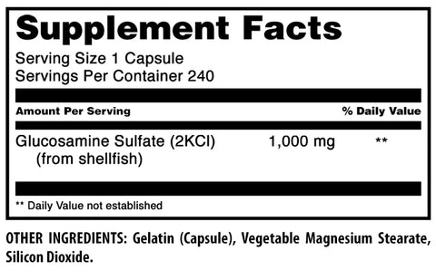 Image of Amazing Formulas Glucosamine Sulfate | Mega Strength | 1000 Mg | 240 Capsules