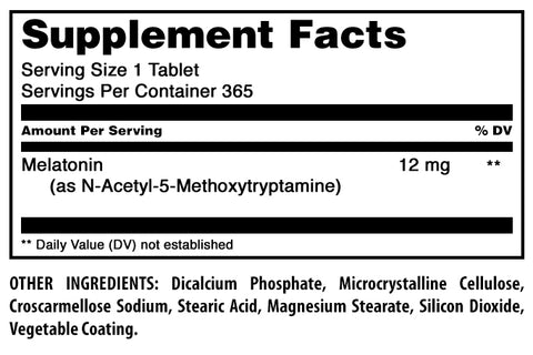 Image of Amazing Formulas Melatonin | 12 Mg | 365 Tablets