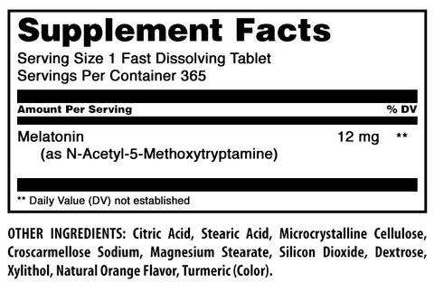 Image of Amazing Formulas Melatonin 12 Mg | 365 Fast Dissolving Tablets | Citrus Flavor