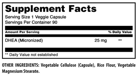 Image of Amazing Formulas Micronized DHEA | 25 Mg | 90 Veggie Capsules