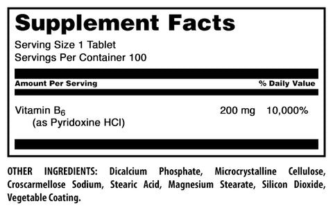 Image of Amazing Formulas Vitamin B6 | 200 Mg | 100 Tablets