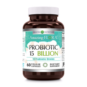 Amazing Flora Probiotic 15 Billion | 10 Strains | 60 Veggie Capsules