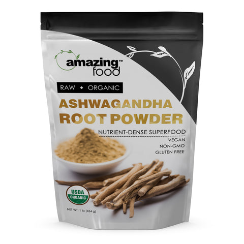 Amazing Food Organic Ashwagandha Powder | 1  LB | USDA Organic Certified | Vegan | Non-GMO | Gluten-Free | Made in USA