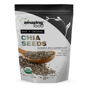 Amazing Food Chia Seeds | 1 LB | 12 Grams per Serving | 37 Servings | USDA Organic