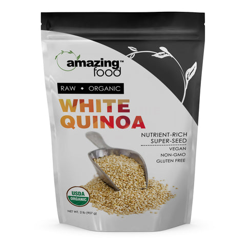 Amazing Food Quinoa White Grain | 2  LB (907 G) | USDA Organic Certified | Vegan | Non-GMO | Gluten-Free | Made in USA