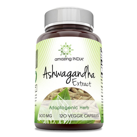 Image of Amazing India Ashwagandha Extract | 500 Mg | 120 Veggie Capsules