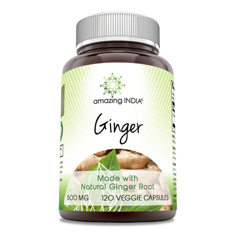 Image of Amazing India Ginger | 500 Mg | 120 Veggie Capsules