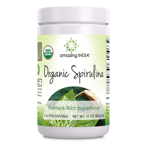 Image of Amazing India Spirulina | USDA Organic | 16 Oz Powder | 5 Grams per Serving