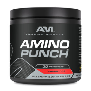 Amazing Muscle Amino Punch | Cherry Ice Flavor | 30 Servings | 9.8 Oz | 9.25 Grams per Serving