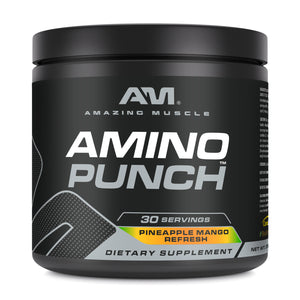 Amazing Muscle Amino Punch | Pineapple Mango Refresh Flavor | 9.8 Oz | 30 Servings | 9.25 Grams per Serving