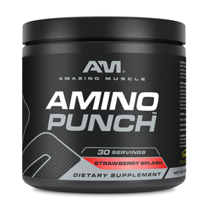 Amazing Muscle Amino Punch | Strawberry Splash Flavor | 30 Servings | 9.8 Oz | 9.25 Grams per Serving