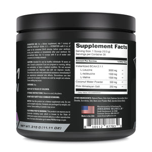 Amazing Muscle BCAA 2:1:1 + Hydration | Grape Candy  Flavor| 30 Servings | 315 Grams (11.11 Oz)