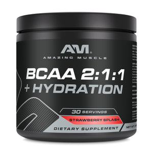 Amazing Muscle BCAA 2:1:1 + Hydration | Strawberry Splash Flavor| 30 Servings | 315 Grams