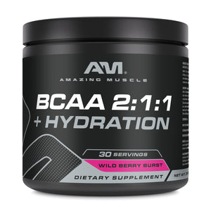 Amazing Muscle BCAA 2:1:1 + Hydration | Wild Berry Burst Flavor| 30 Servings | 315 Grams