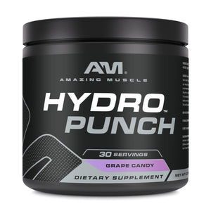 Amazing Muscle Hydro Punch | Hydration + Electrolyte Blend | Pre-Intro & Post Workout Powder Supplement | 30 Servings | Grape Candy Flavor