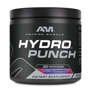 Amazing Muscle Hydro Punch | Hydration + Electrolyte Blend | Pre-Intro & Post Workout Powder Supplement | 30 Servings | Blueberry Pomegranate Blast Flavor