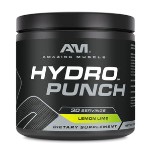 Amazing Muscle Hydro Punch | Hydration + Electrolyte Blend | Pre-Intro & Post Workout Powder Supplement | 30 Servings | Lemon Lime Flavor