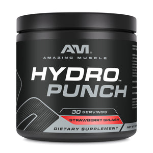 Amazing Muscle Hydro Punch | Hydration + Electrolyte Blend | Pre-Intro & Post Workout Powder Supplement | 30 Servings | Strawberry Splash Flavor