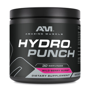 Amazing Muscle Hydro Punch | Hydration + Electrolyte Blend | Pre-Intro & Post Workout Powder Supplement | 30 Servings | Wild Berry Burst Flavor