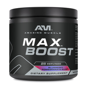 Amazing Muscle Max Boost | Intense Pre-Workout Supplement | 25 Servings| Blueberry Pomegranate Blast Flavor