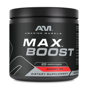 Amazing Muscle Max Boost | Intense Pre-Workout Supplement | 25 Servings | Cherry Ice Flavor