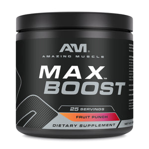 Amazing Muscle Max Boost | Intense Pre-Workout Supplement | 25 Servings| Fruit Punch Flavor