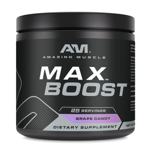 Amazing Muscle Max Boost | Intense Pre-Workout Supplement | 25 Servings| Grape Candy Flavor