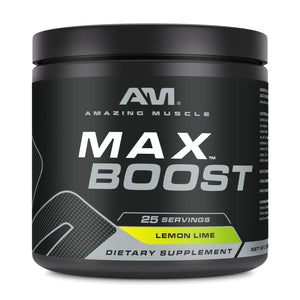 Amazing Muscle Max Boost | Intense Pre-Workout Supplement | 25 Servings| Lemon Lime Flavor