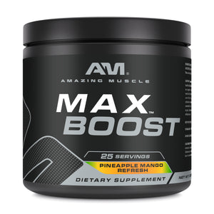 Amazing Muscle Max Boost | Intense Pre-Workout Supplement | 25 Servings| Pineapple Mango Flavor