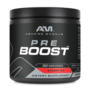 Amazing Muscle Pre Boost | 30 Servings | Pre Workout Supplement for Men & Women | Cherry Ice Flavor