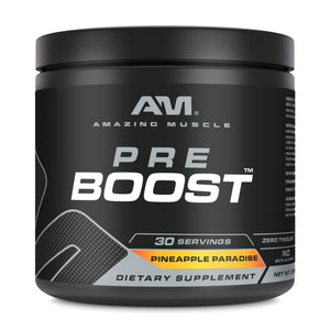 Amazing Muscle Pre Boost | 30 Servings | Pre Workout Supplement for Men & Women | Pineapple Paradise Flavor