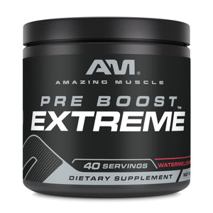 Amazing Muscle Pre Boost Extreme- Pre-Workout with Caffeine | Watermelon | 20 Servings | 20.46 Oz | 14.5 Grams per Serving