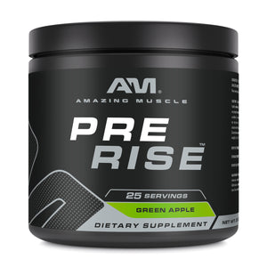 Amazing Muscle Pre Rise | Pre Workout Powder Supplement | 25 Servings | Green Apple Flavor