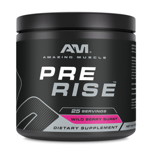 Amazing Muscle Pre Rise | Pre Workout Powder Supplement | 25 Servings | Wild Berry Burst Flavor