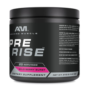 Amazing Muscle Pre Rise | Pre Workout Powder Supplement | 25 Servings | Wild Berry Burst Flavor