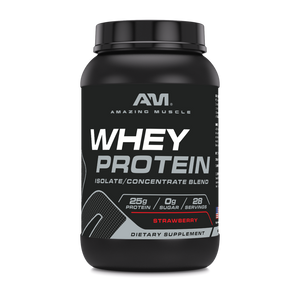 Amazing Muscle Whey Protein Isolate & Concentrate | 2 Lbs | Strawberry