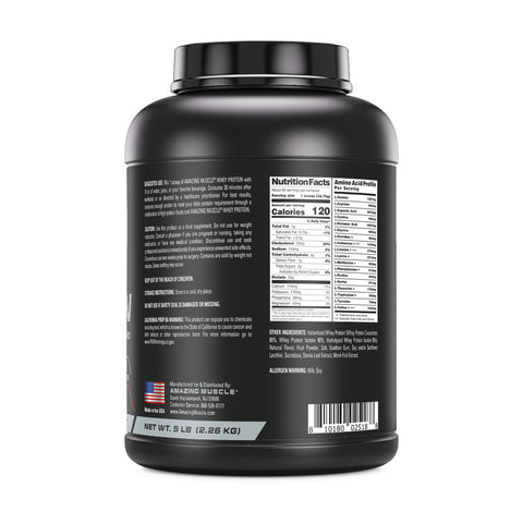 Image of Amazing Muscle Whey Protein Isolate & Concentrate | 5 Lbs | Strawberry