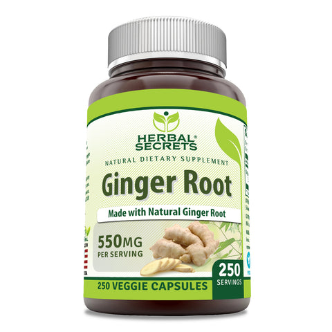 Image of Herbal Secrets Ginger Root | 550 Mg | 250 Veggie Capsules