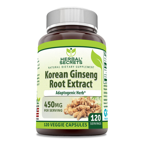 Image of Herbal Secrets Korean Ginseng Root Extract | 120 Vegetable Capsules