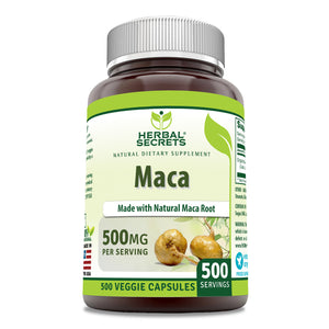 Herbal Secrets Maca Root | 500 Mg | 500 Veggie Capsules