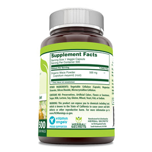 Herbal Secrets Maca Root | 500 Mg | 500 Veggie Capsules