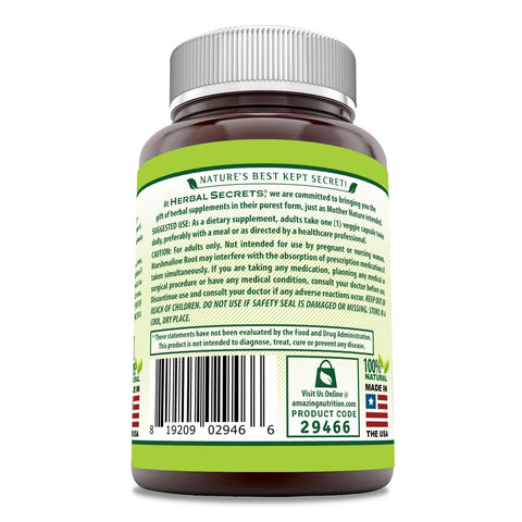 Image of Herbal Secrets Marshmallow Root | 480 Mg | 100 Veggie Capsules