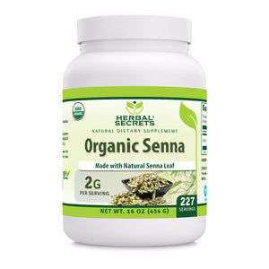 Herbal Secrets Senna Powder | 16 Oz | 2 Grams per Serving | 227 Servings | USDA Organic