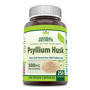 Herbal Secrets Psyllium Husk | 500 Mg | 250 Veggie Capsules