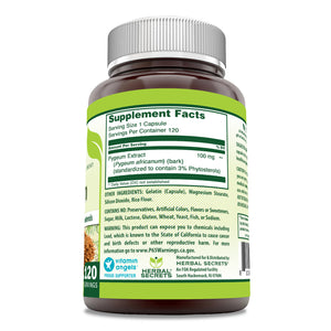 Herbal Secrets Pygeum Extract | 100 Mg | 120 Capsules