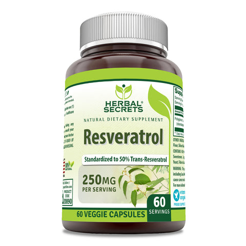 Image of Herbal Secrets Resveratrol | 250 Mg | 60 Veggie Capsules