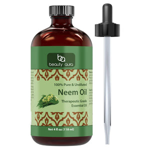 Beauty Aura Neem Oil | Therapeutic Grade Essential Oil | 4 Fl. Oz (118 ml)