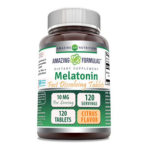 Amazing Formulas Melatonin | 10 Mg | 120 Fast Dissolving Tablets | Citrus Flavor